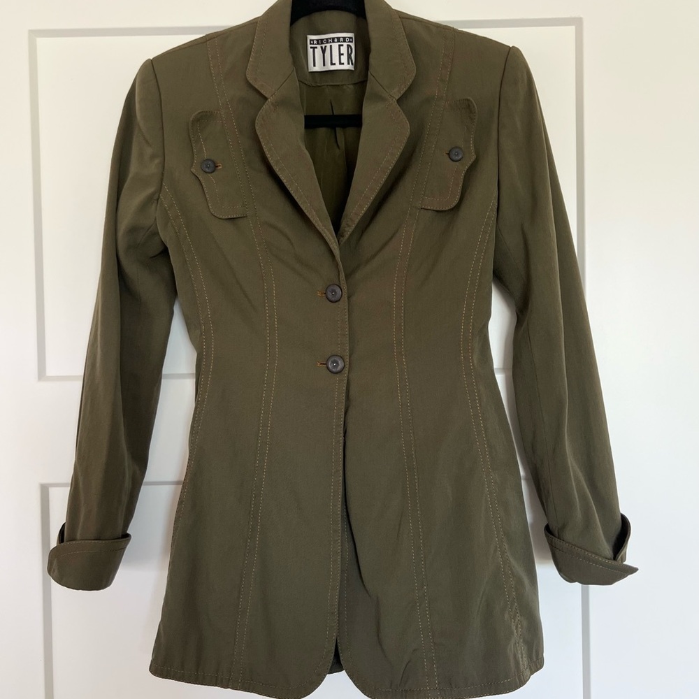Vintage Richard Tyler Olive Green Wool Blazer